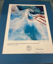 1985 Presidential Inaugural Gala Poster Autopen By Ronald Reagan & George Bush picture