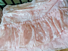 Vintage Lace Curtain Pink Floral Pattern Valance And  Panel 2 Piece Set 84x72 picture