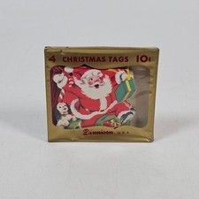 Vintage Dennison Christmas Tags Santa Original Box New Old Stock picture