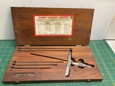 Vintage Starrett No. 445 Micrometer Depth Gage Machinist Tool In Wooden Box picture
