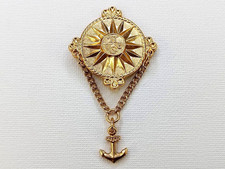 Soviet Russian Vintage Badge - Pendant Brooch. Wind rose, naval anchor. USSR picture