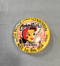 Vintage 1954 Bosque County Centennial in Texas. Cosmetics Permit Badge Has Wear picture