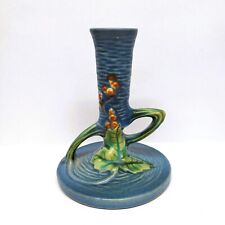 Vtg ROSEVILLE Pottery USA Blue BUSHBERRY Candlestick #1148 Candle Holder 4.75