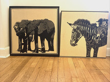 2) MCM Frances Butler for Stromma Sweden Textile Print Elephant & Zebra picture