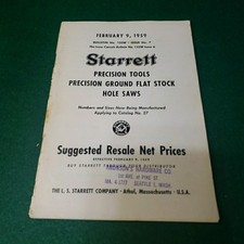 Starrett Precision Tools Price List Feb 9 1959 Issue No. 7 For Catalog 27 picture