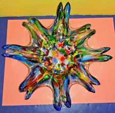 VTG Murano-Style? Art Deco Confetti Blown Glass Circular Starburst Shape Ashtray picture