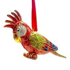 Vintage Dillard's Trimmings Cloisonne Ornament Enameled Macaw Tropical Bird 3x5