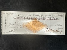 1882 Virginia City Nevada Bank of California $164 Check R.P. Keating Comstock picture