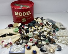 2.4 Lbs Vintage Button Lot In Model Tobacco Tin Mixed Size Shape Sewing Crafts picture