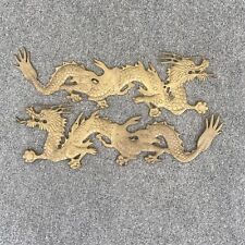 Vintage Asian Solid Brass Large Dragon Wall Decor Made In India Pair Lot picture