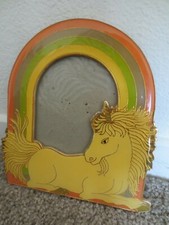 Vintage 1980s Unique Unicorn with Rainbow standing picture frame picture