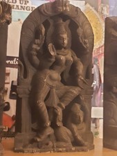 Need Some Work; But Get All 3 Vintage Carved Wood Hindu Goddess Statue picture