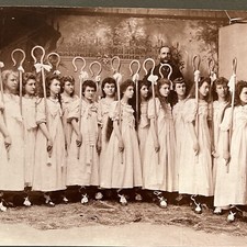 Antique Large Cabinet Card Photograph Young Women School Crook Odd Cambridge IL picture