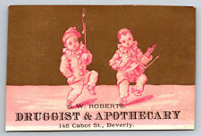 1890s Victorian Trade Card Druggist Apothecary Kids as Clowns S. W. Roberts~8387 picture