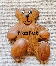 Pikes Peak Teddy Bear Refrigerator Magnet Wood Novelty Souvenir  picture