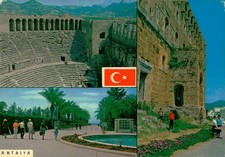 Vintage Turkey Postcard Antalya Aspendos Theater & Park Keskin Color picture