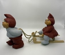 Trip Trap Klarborg 2005 Nisse Couple Gnomes Laurits & Line Sled with Box 330285 picture