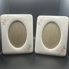 Vintage Cottage Country Core Ceramic Picture Frames Floral Motif 3.5 X 5 Set picture