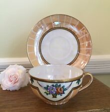 Handpainted Teacup Saucer by Noritake Peach Luster & White Iridescent c1920-30’s picture