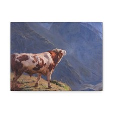 Eugène Burnand - Taureau dans les Alpes Bull in the Alps -1884 - Canvas Wall Art picture