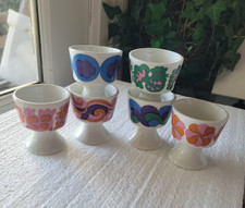 Vintage Arabia Finland Laura Pop Psychedelic Egg Cup Set of 6 Goran Back picture