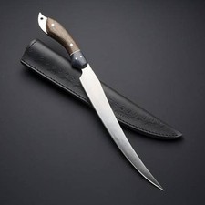 D2 steel Fillet Knife with Beautiful Micarta handle included leather sheath Gift picture