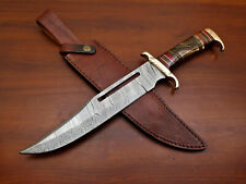 HANDMADE DAMASCUS CLIP POINT BLADE CUSTOM BONE/WOOD BOWIE HUNTING KNIFE- HB-4479 picture