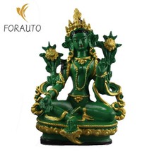 Resin Handmade Painted Green Tara Bodhisattva Buddha Statue Ornament Handicrafts picture
