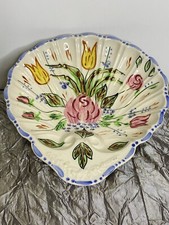 Vintage Nova Rose Scallop Shell Shape Trinket Dish Blue Ridge Handpainted picture