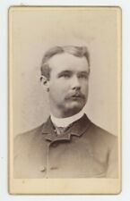 Antique CDV Circa 1870s Handsome Dashing Man With Mustache In Suit Lowell, MA picture