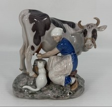 Copenhagen Denmark B & G Figurine Woman Milking Cow Porcelain picture