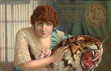 Paris Parfum Mary Garden Advertising V. Rigaud Woman & Tiger c1910s Postcard bhn picture