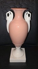 1920s Lenox Classic Coral Empire Vase With White Swan Handles On Pedestal Nice picture