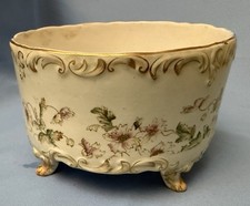 Antique Porcelain Fernery Planter Footed Floral Gilt Rococo c1900 picture