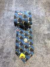 Vintage Looney Tunes Cartoon Characters Blue Patterned Silk Tie picture