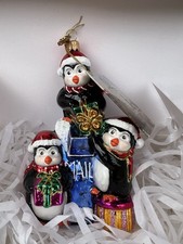 Huras Family Penguin W/ Gifts Christmas Ornament New In Box Mouth Blown Decor picture