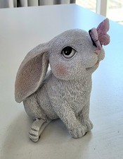 Adorable Resin Bunny & Butterfly Figurine *preowned* picture