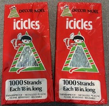 Decor Noel Vintage Icecicles Tinsel Christmas 1970's NIB Lot of 2 picture