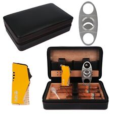 4-Finger Portable Cigar Case  Cigar Humidor  Cigar lighter Cigar Cutter picture