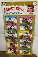 Pony Tail Holders on Store Display Card Flower Rubber Bands 1960's Vintage NOS picture