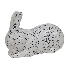 Vintage Ceramic Bunny Rabbit White Black Speckled Hand Painted Farmhouse Easter picture