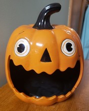 ASHLAND Vintage Spirits HALLOWEEN Ceramic PUMPKIN Head CANDY BOWL Decoration picture