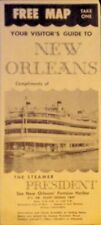 VINTAGE NEW ORLEANS THE STEAMER PRESIDENT MAPS FOLD OPEN BROCHURE 1950S  picture