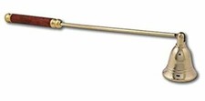 Wooden Handled Brass Candle Snuffer- 11 Inches Long With Hinged Snuffer Bell picture