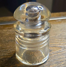 Clear Glass Pyrex Telegraph Insulator, Threaded Base Glass Insulator picture