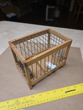 Antique Miners Wood Canary Cage Water Jar Feed Tray And Ceramic Seed Dish picture