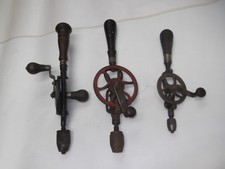 Lot 3 Vintage Drill Egg Beater Hand Drill Hand Crank Drill Craftsman Stanley Etc picture