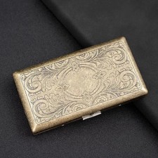 Retro Bronze Metal Cigarette Case Holder Box For King Size or 20's Cigarettes US picture
