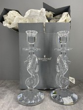 Waterford Pair Crystal Seahorse Candlesticks Candle Holders Original Box NWT picture