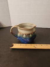 OCMULGEE POTTERY artist-signed bowl , mug, in blues & beige  Tan Bowl  picture